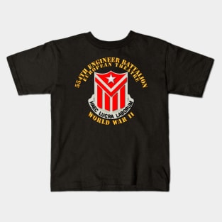 554th Engineer Battalion w WWII Txt Kids T-Shirt